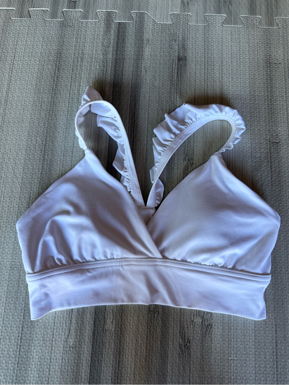 aerie White Ruffled Strap Bralette Top